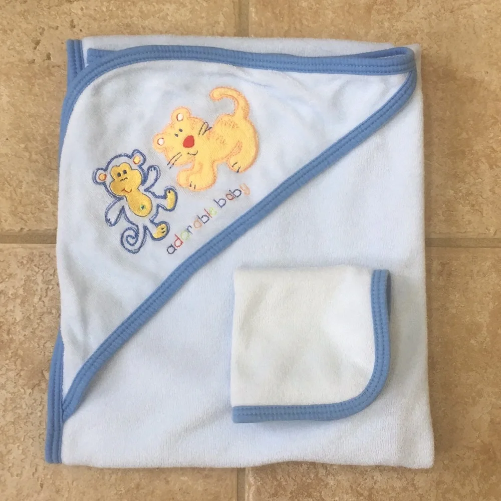 Gerber Baby Monkey Tiger Hooded Towel and Washcloth
